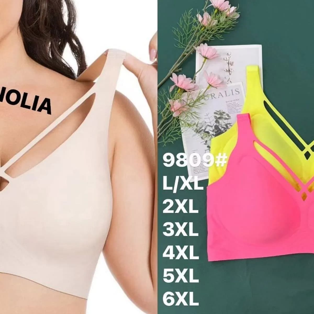 Biustonosze damskie Magnolia 9809 bezszwowe mix kolorów L-6XL