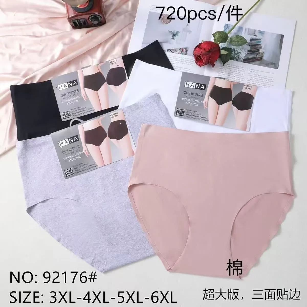 Majtki damskie HANA 92176 wysoki stan Plus Size 3XL-6XL 24szt