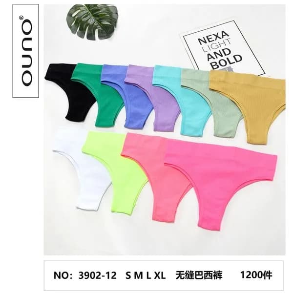 Majtki damskie OUNO bezszwowe prążkowane mix kolorów S-XL