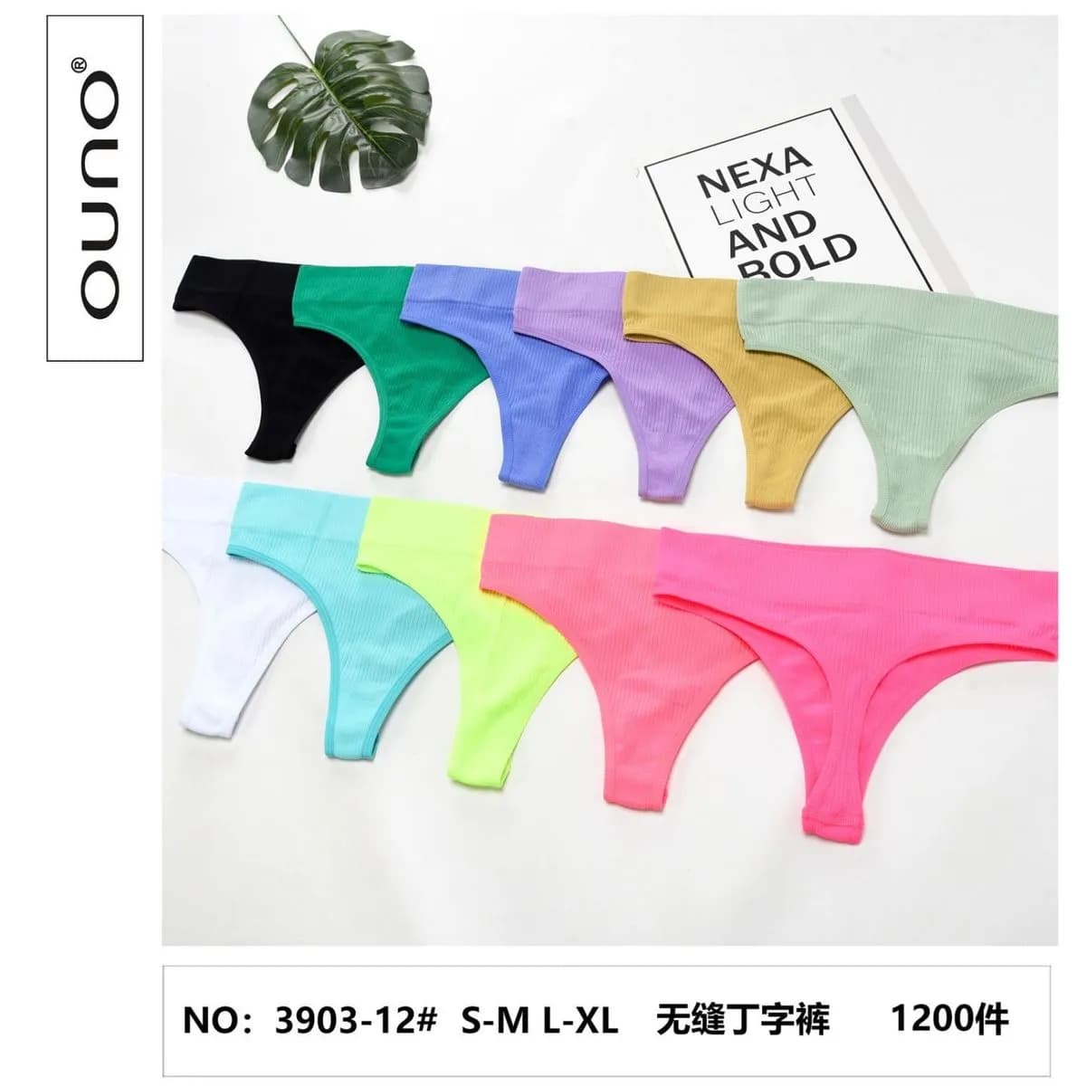 Majtki damskie stringi bezszwowe OUNO prążkowane mix S-XL