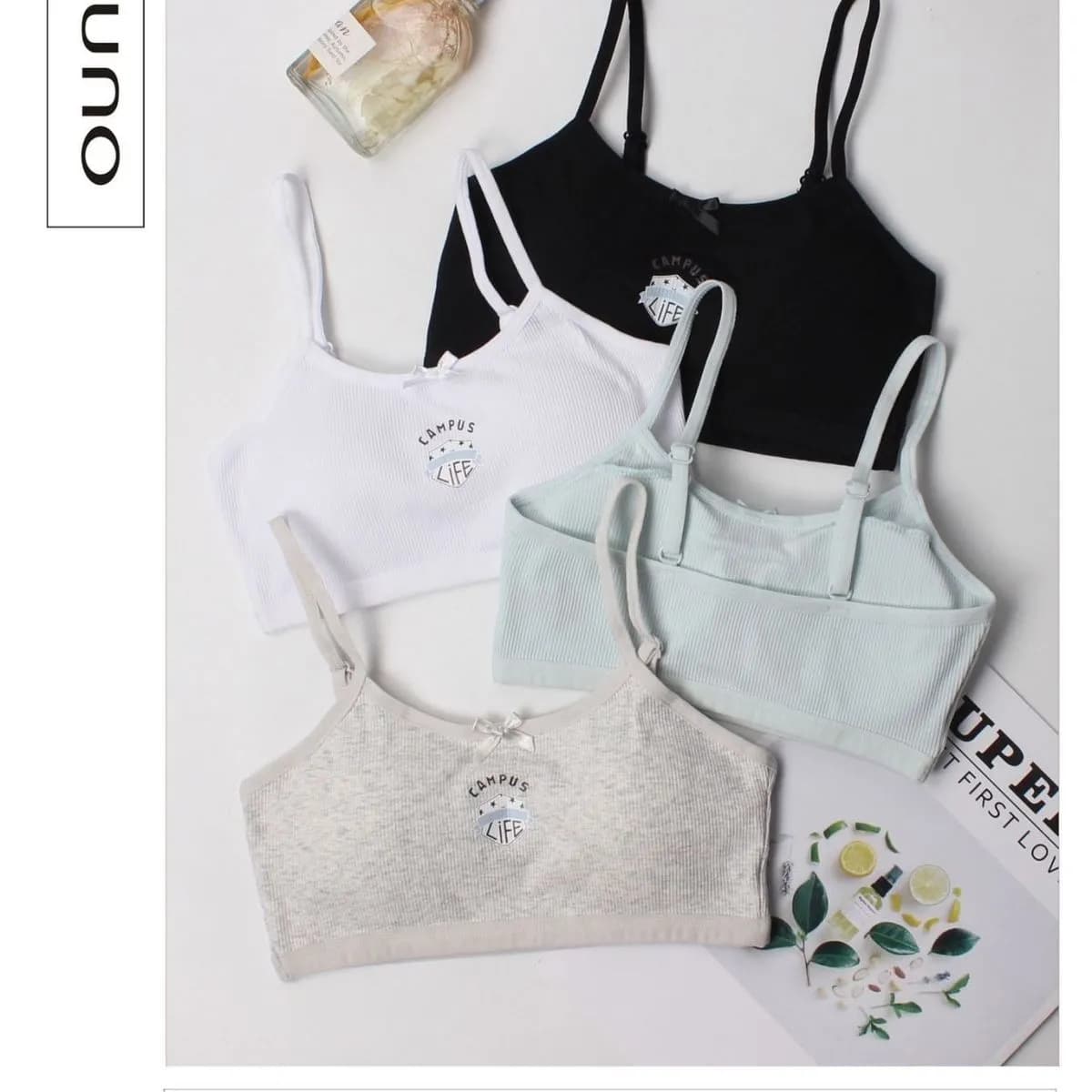 Biustonosze damskie topy OUNO prążkowane XS-M 12szt