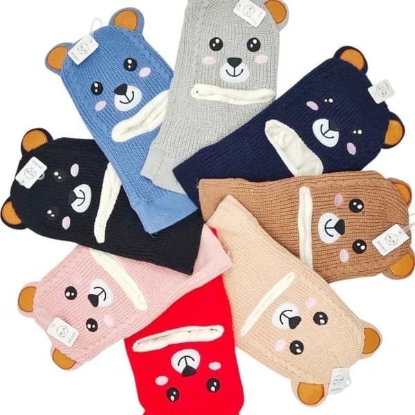 Czapki dla Dzieci z Uszami Niedźwiadka Mix Kolorów