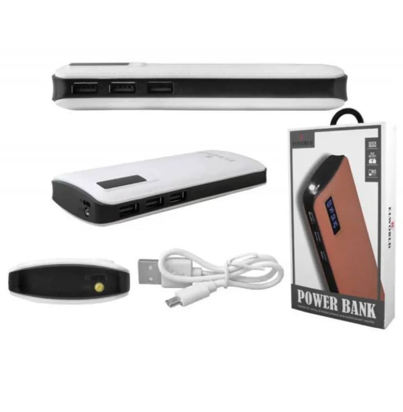 Powerbank skórzany z wyświetlaczem LED 4 porty USB