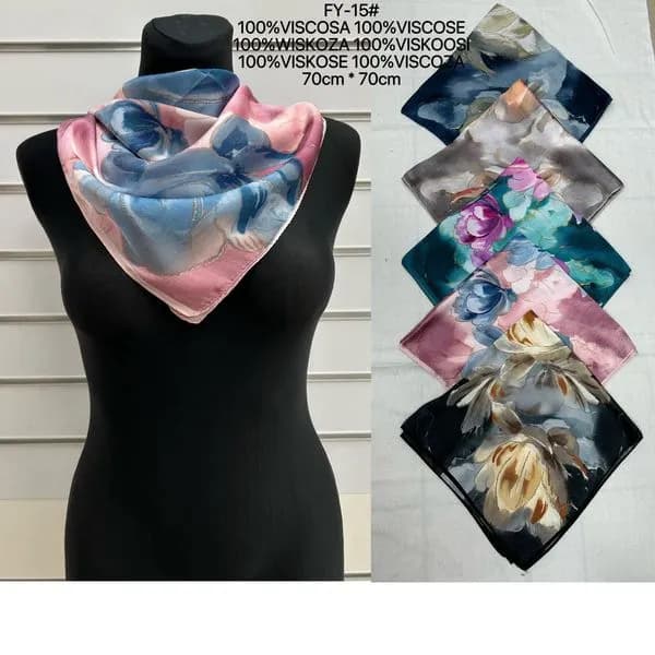 Chusta Damska Wiskoza 70x70 cm Wielobarwne