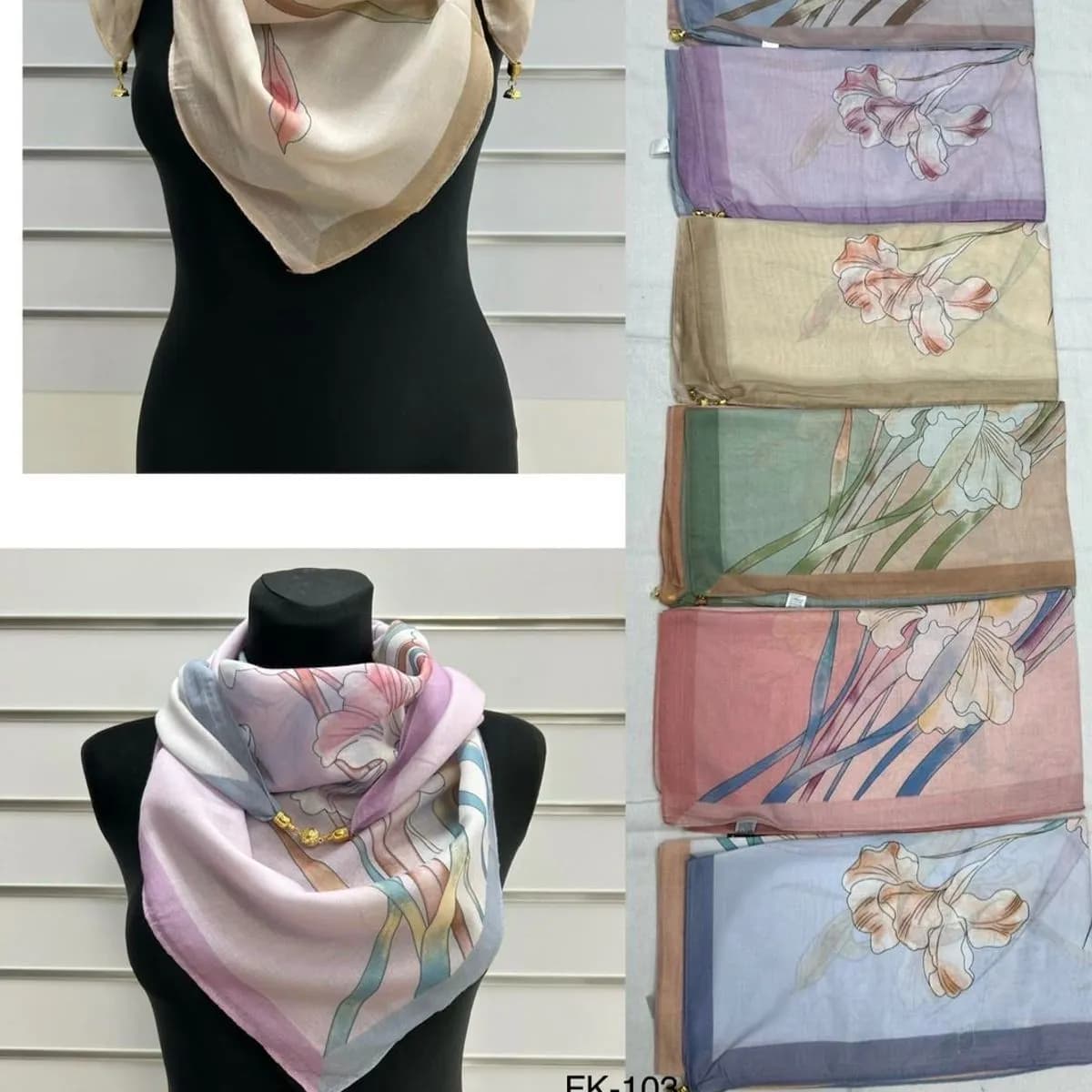 Chusta Damska Kwiatowa 70% Wiskoza 90x90 cm FK-102