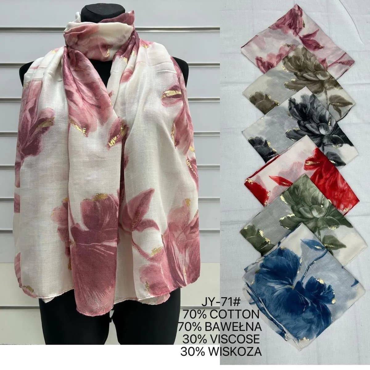 Szaliki damskie JY-71 70% bawełna 30% wiskoza