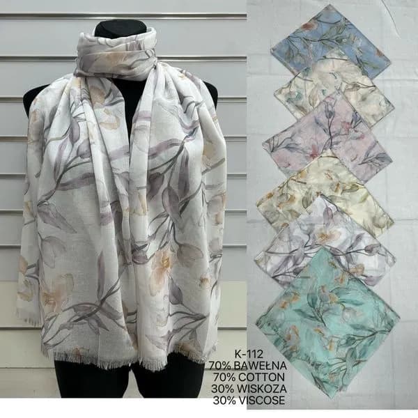 Szaliki damskie 70% bawełna 30% wiskoza SKU 240226-251