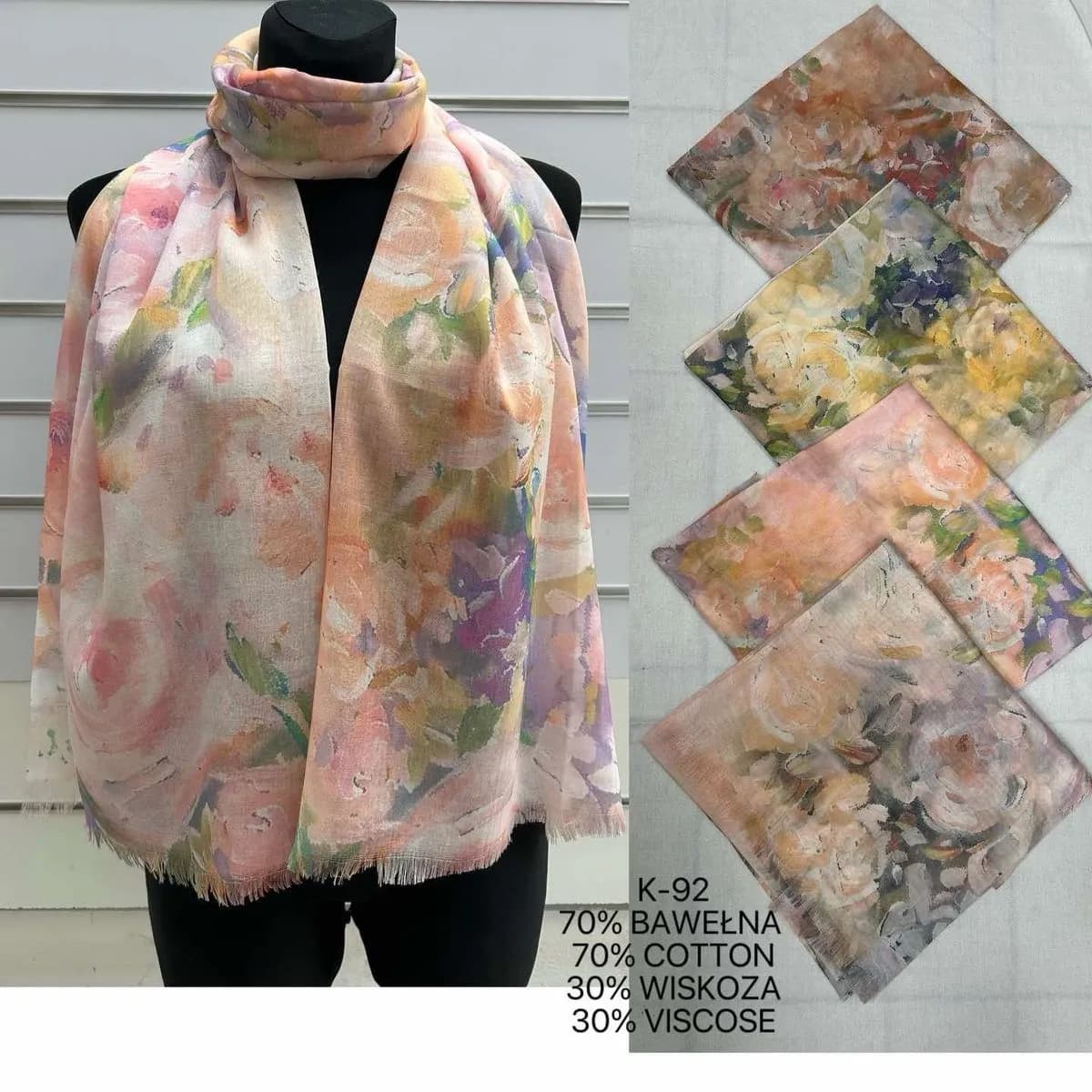 Szaliki damskie K-92 70% bawełna 30% wiskoza