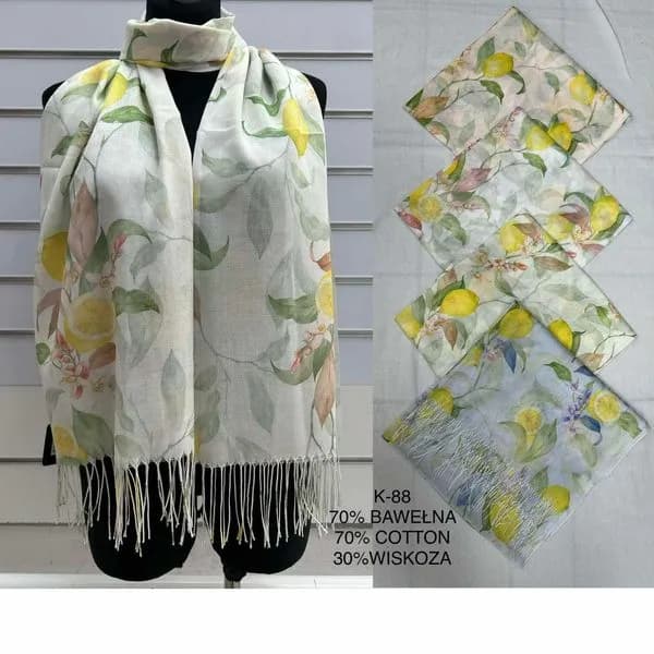 Szaliki damskie bawełniane z limonką 70% bawełna