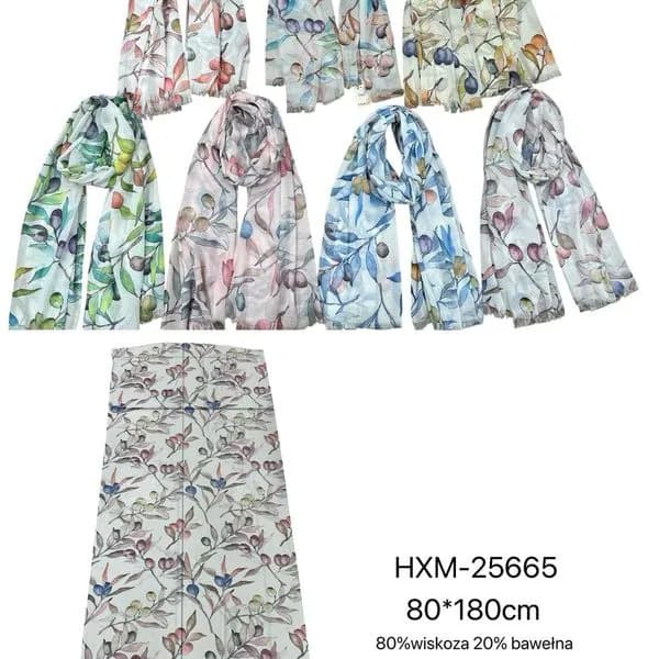 Szaliki damskie kwiatowe HXM-2565 80x180 cm