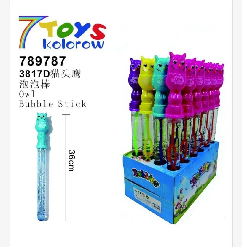 Pałeczki do baniek Owl Bubble Stick 36cm, 24 szt