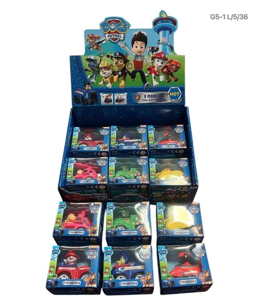 Samochód Mini Paw Patrol - Zestaw 12 szt. Mix 6 Modeli