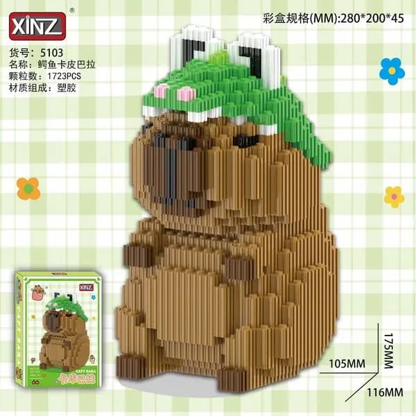 Klocki Kapibara 1723PCS XINZ 5103 w czapce krokodyla 17,5cm