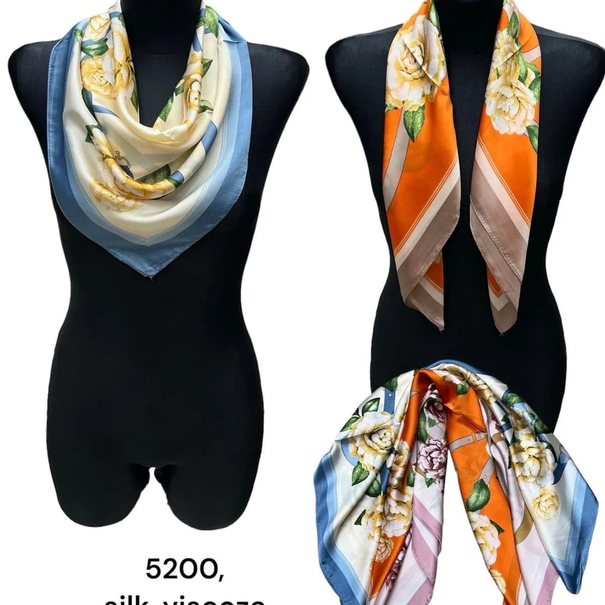 SZALIK DAMSKI APASZKA W KWIATY JEDWAB I WISKOZA MIX KOLORÓW