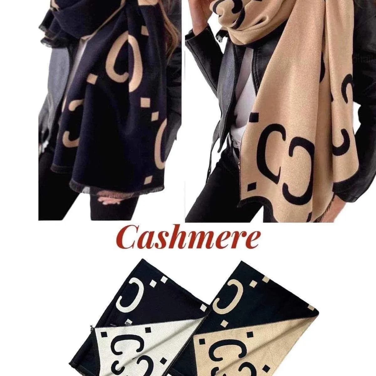 SZALIK DAMSKI DWUSTRONNY WZÓR GEOMETRYCZNY CASHMERE