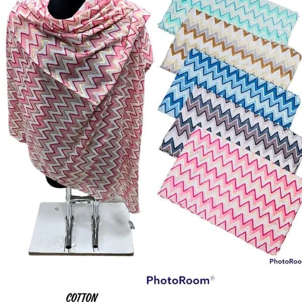 Szalik damski bawełniany wzór zygzak złota nitka mix kolorów