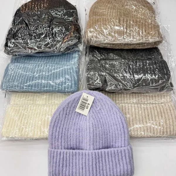 Czapka damska dziecięca prążkowana beanie mix kolorów 12szt