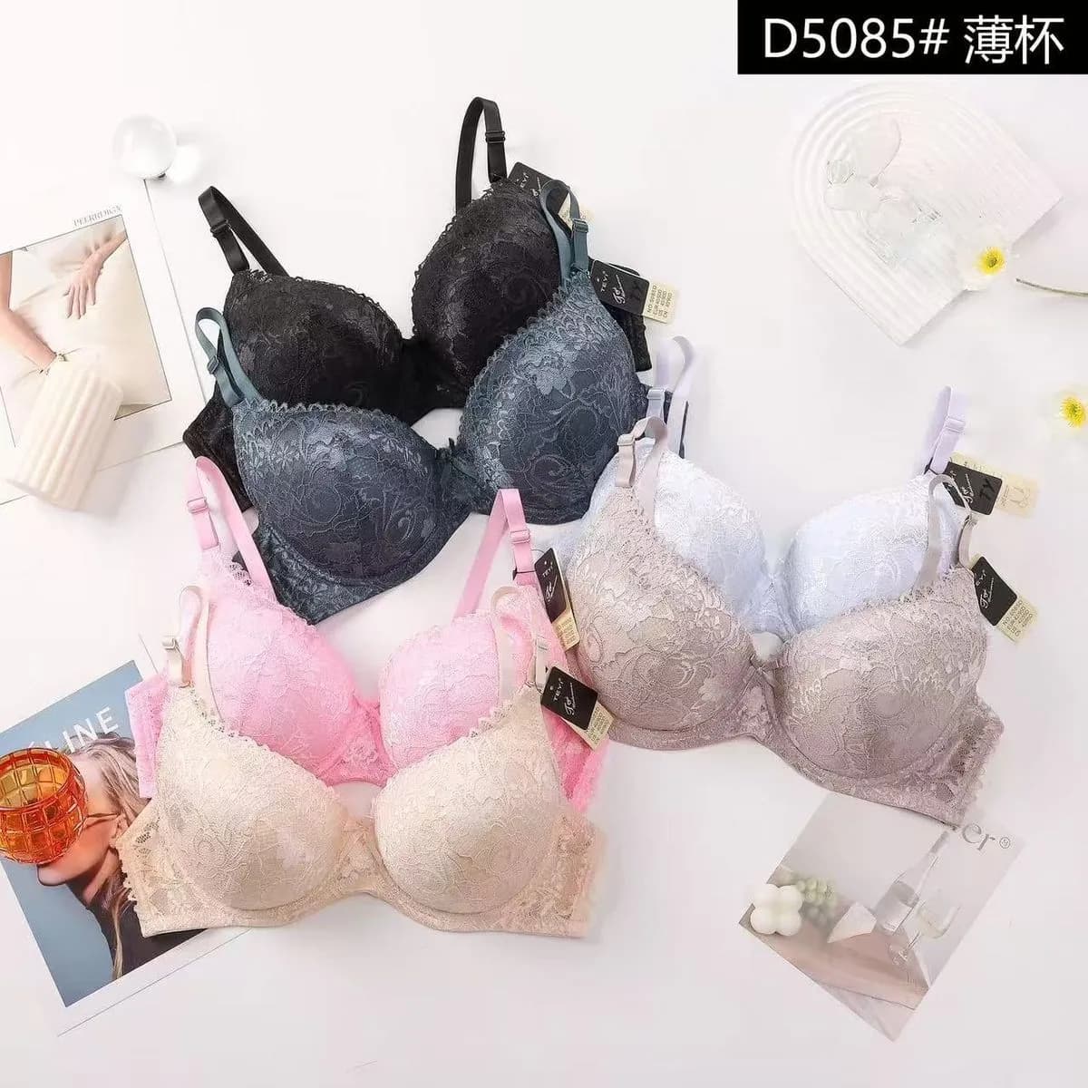 Biustonosze damskie koronkowe TEYI D5085, mix kolorów, 12 szt.