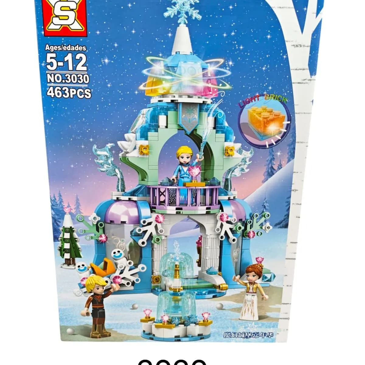 Klocki Princess 463PCS Zamek Lodowy ze Świecącym Klockiem XS 3030