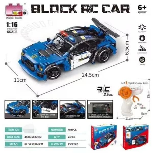 Klocki Block RC Car 404PCS Radiowóz Policyjny 1:16 Zdalnie Sterowany