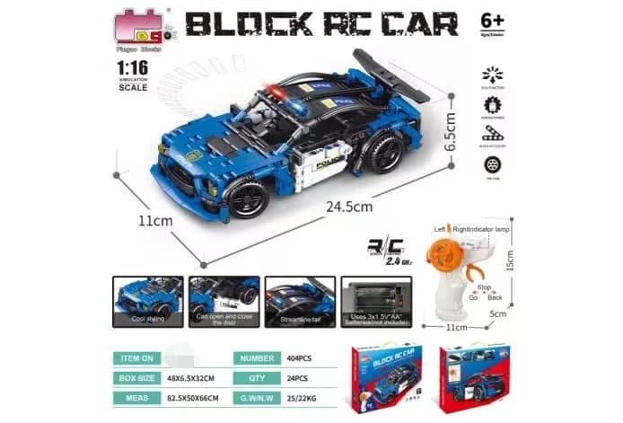 Klocki Block RC Car 404PCS Radiowóz Policyjny 1:16 Zdalnie Sterowany