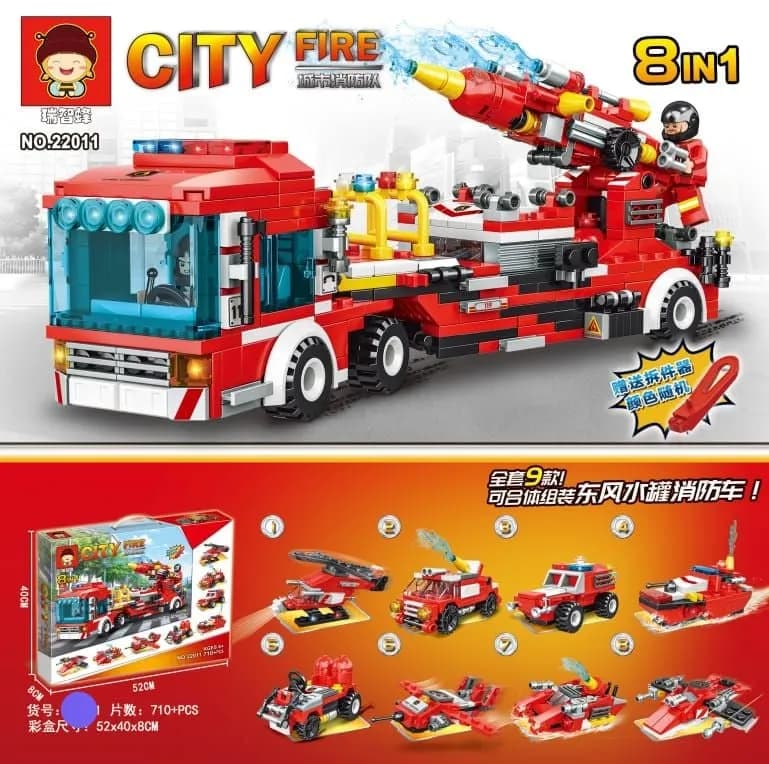 Klocki City Fire 8in1 Straż Pożarna 710+ el. 52x40x8cm