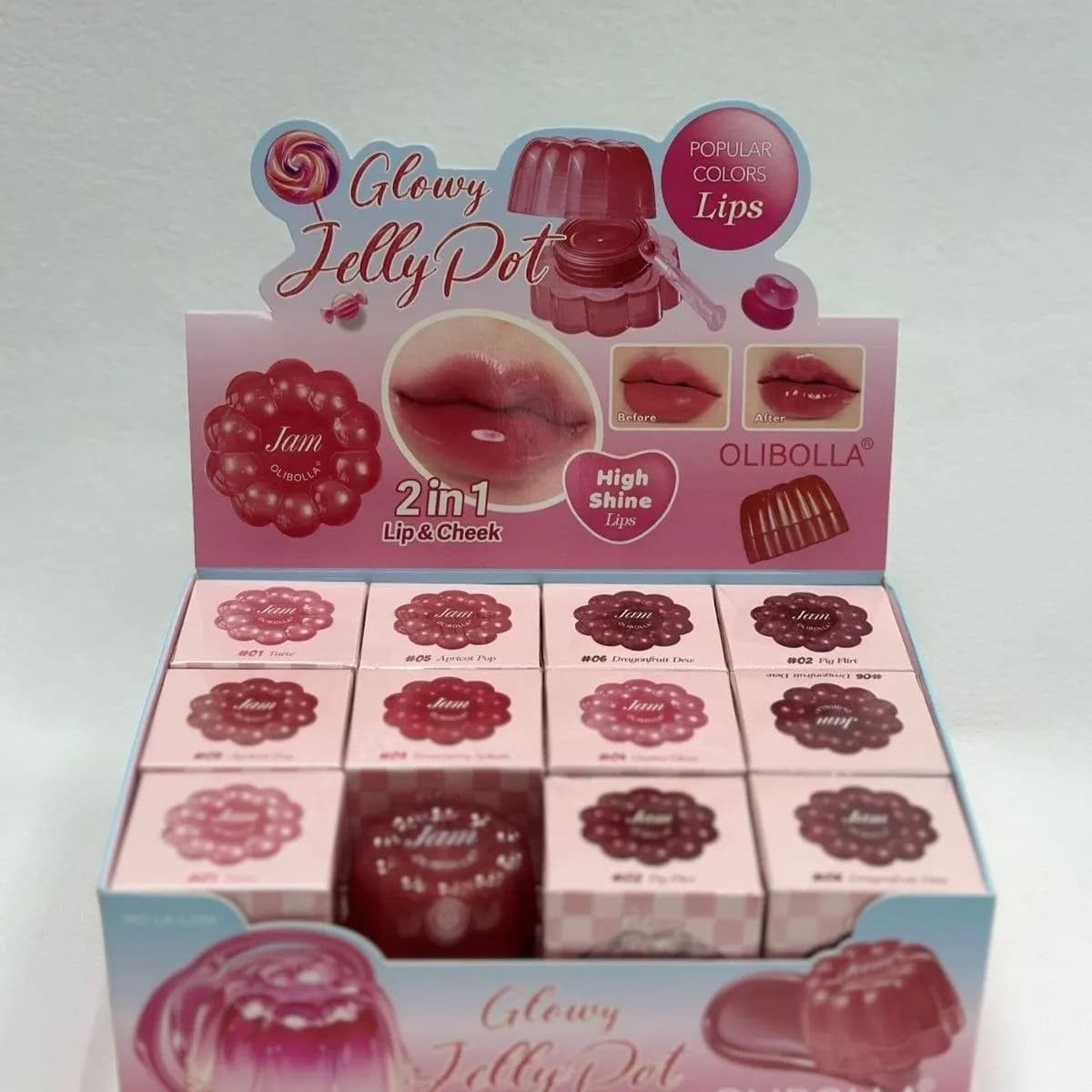 Pomadka do Ust Jelly Olibolla Glowy Jelly Pot 2w1 24szt