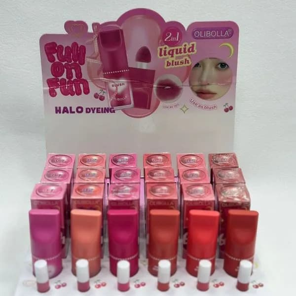 Pomadka do Ust i Róż 2w1 Olibolla Liquid Blush 24 szt
