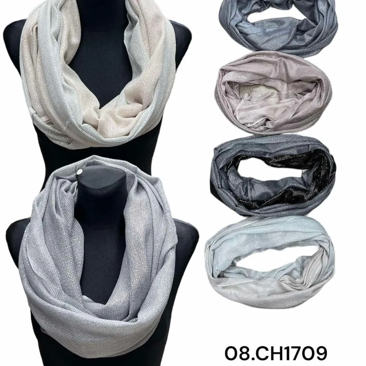 SZALIK DAMSKI komin ze srebrną nitką, mix kolorów 08.CH1709