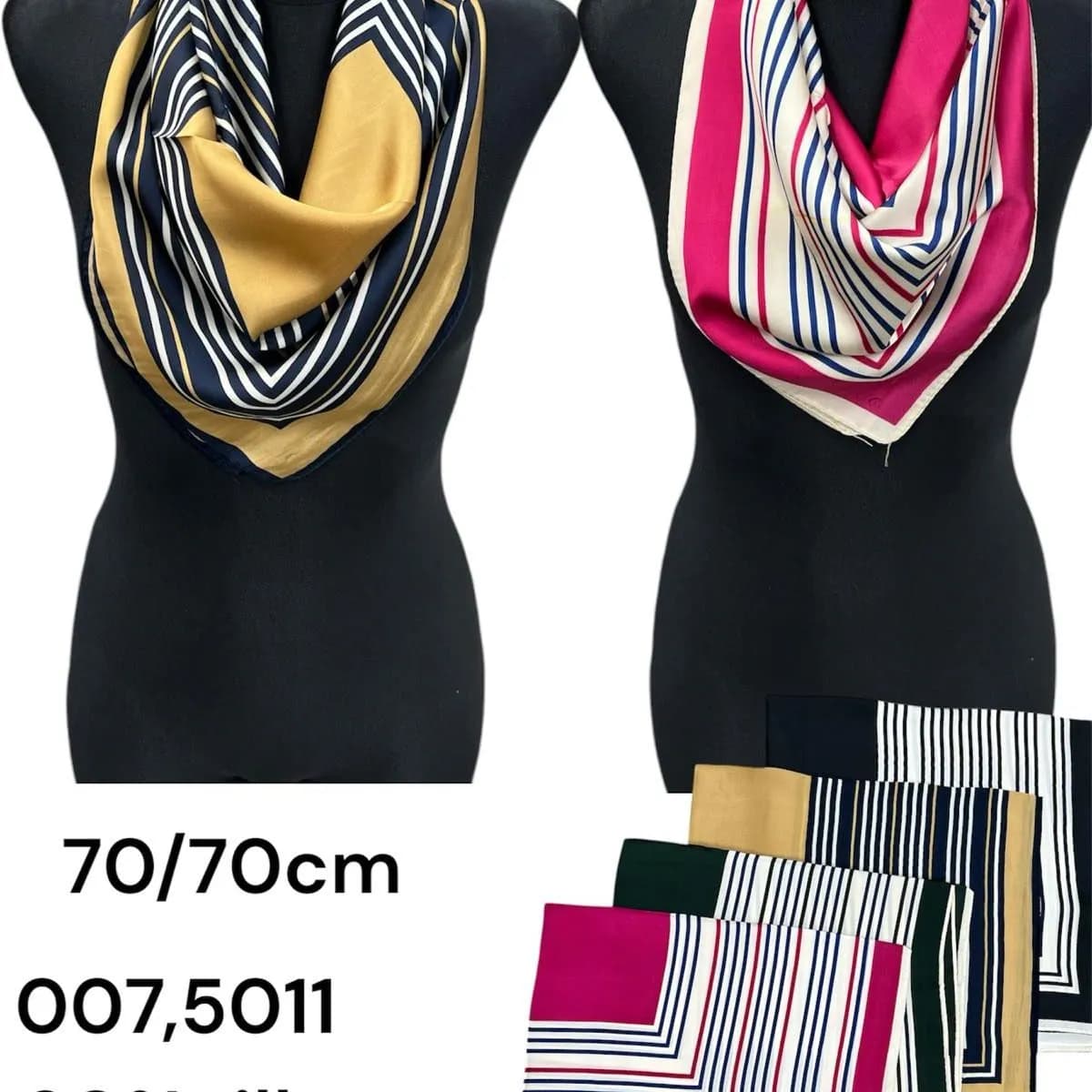 SZALIK DAMSKI apaszka 70/70cm jedwab i wiskoza paski mix