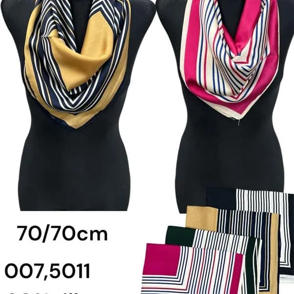 SZALIK DAMSKI apaszka 70/70cm jedwab i wiskoza paski mix