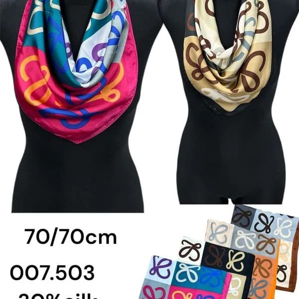 Szalik damski apaszka 70x70cm 30% jedwab wzór geometryczny