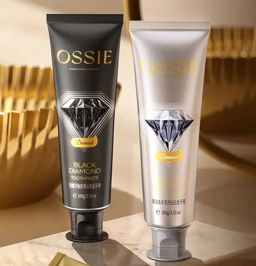Pasta do zębów OSSIEIE Diamond Black & White 103g 2w1