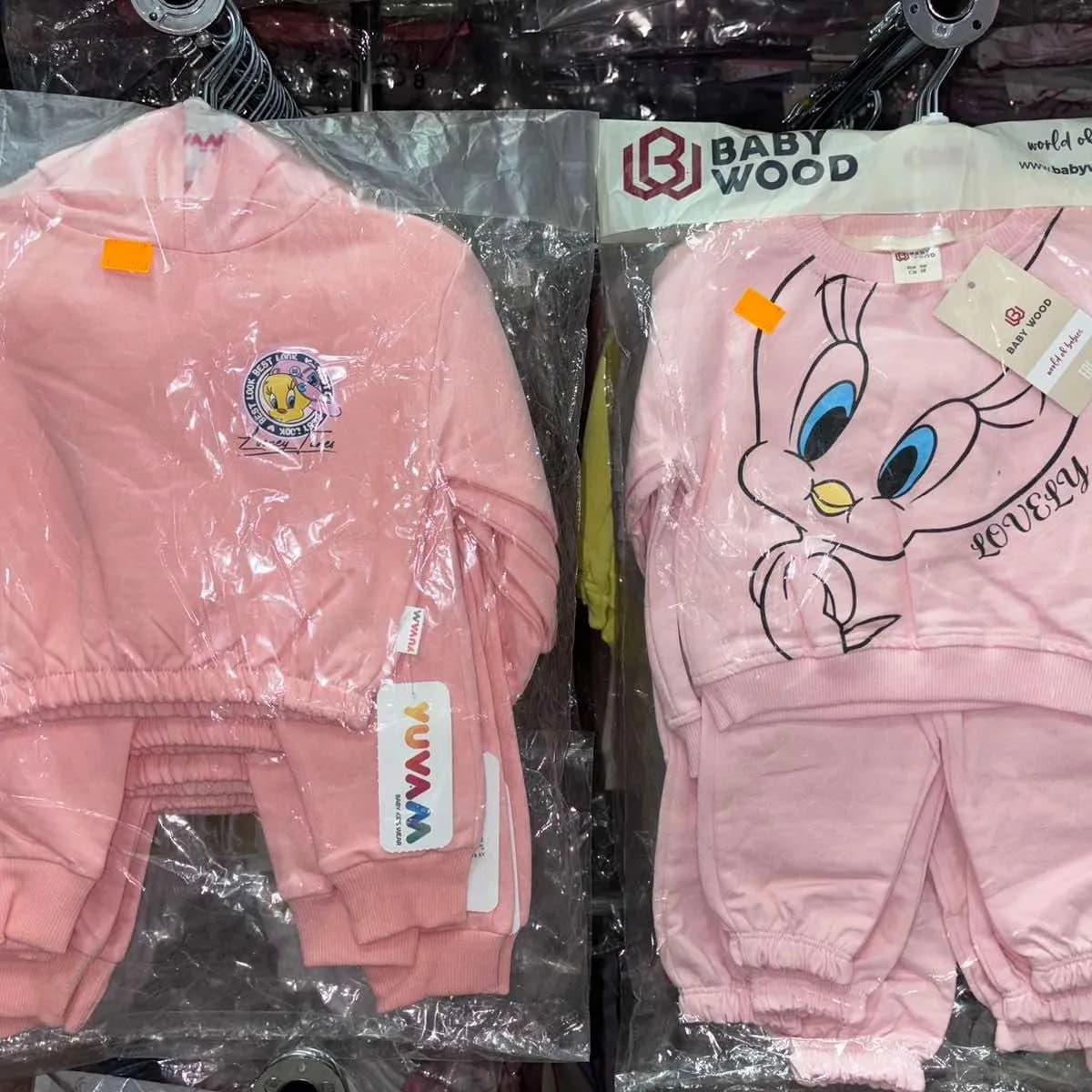 Komplety Dresowe Dziecięce Babywood 6-18M Różowe Tweety