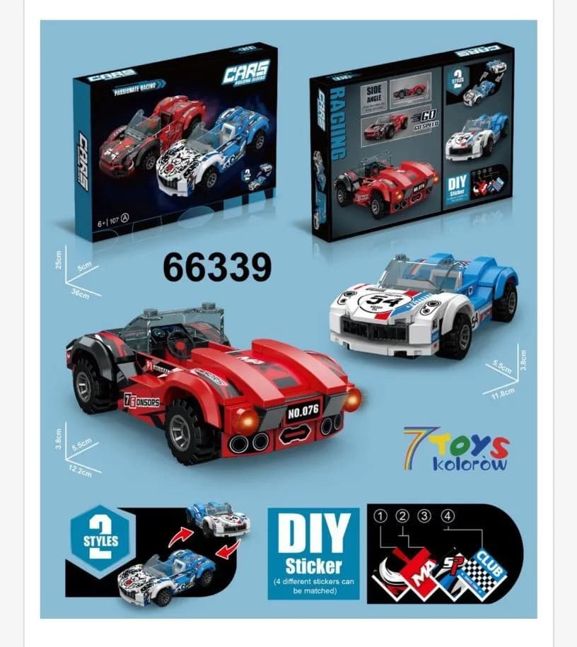 Zestaw klocków DIY Racing Cars 66339 - 2 modele samochodów