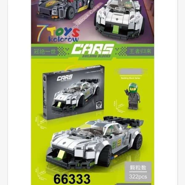 Zestaw klocków 322PCS Samochody wyścigowe 7 Toys