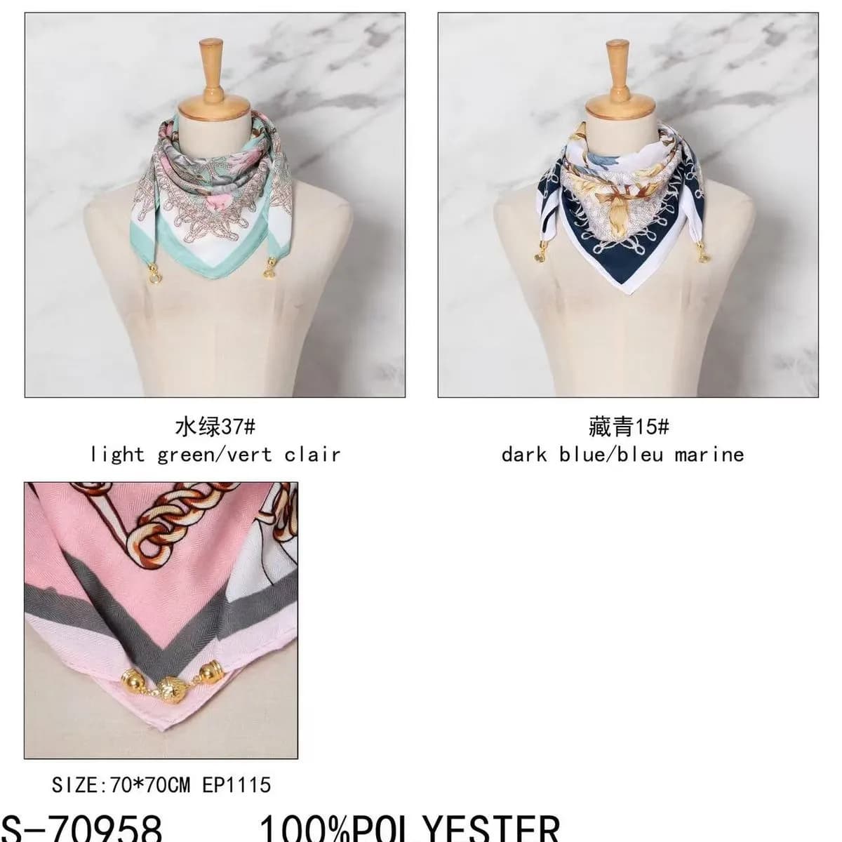 Chustka damska jedwabny wzór 70x70cm 100% poliester