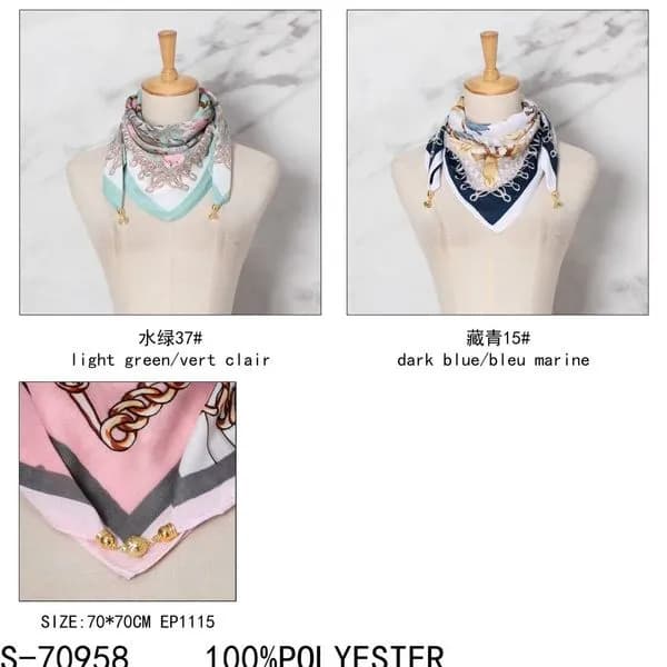 Chustka damska jedwabny wzór 70x70cm 100% poliester