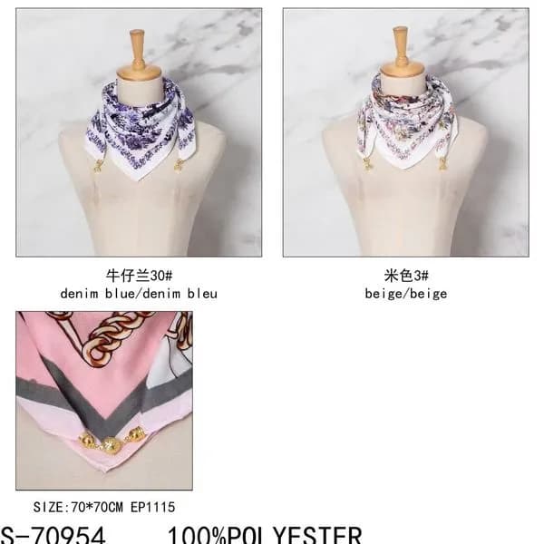 Chustka damska jedwabny wzór 70x70cm 100% poliester