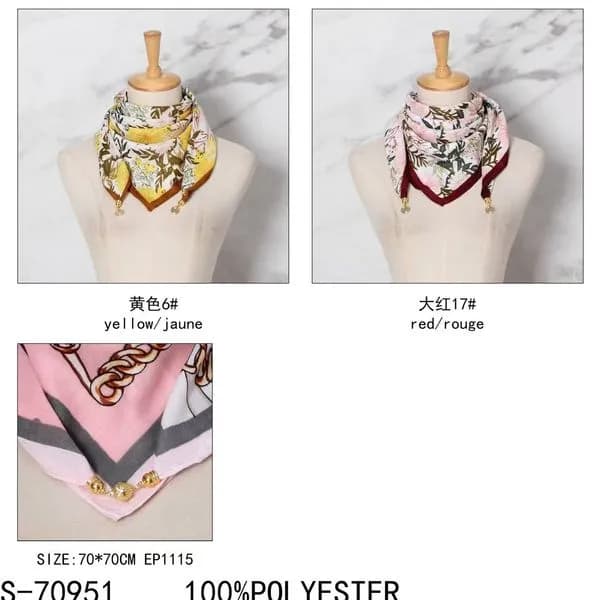 Chustka damska jedwabny wzór 70x70cm 100% poliester