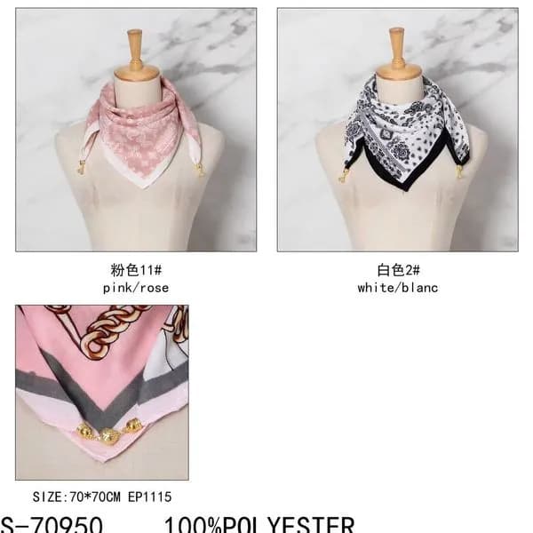Chustka damska 70x70cm 100% poliester pink/rose i white/black