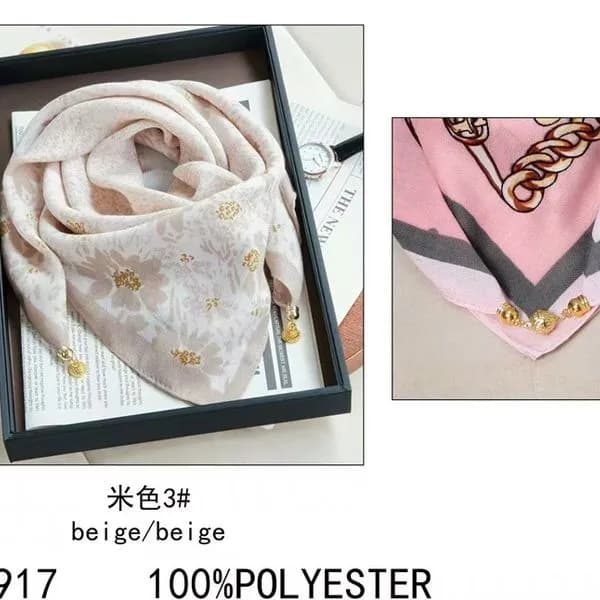 Chustka damska beżowa 100% poliester S-70917