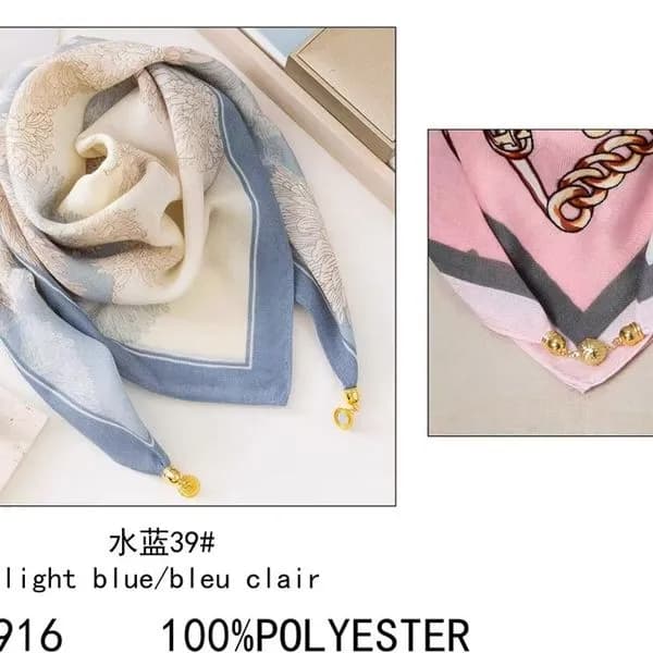 Chustka damska 100% poliester S-70916 Light Blue Clair