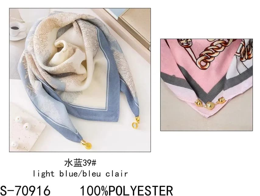 Chustka damska 100% poliester S-70916 Light Blue Clair
