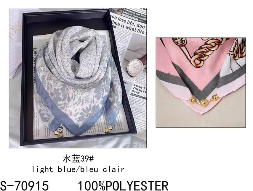 Chustka damska Light Bleu Clair S-70915 100% poliester
