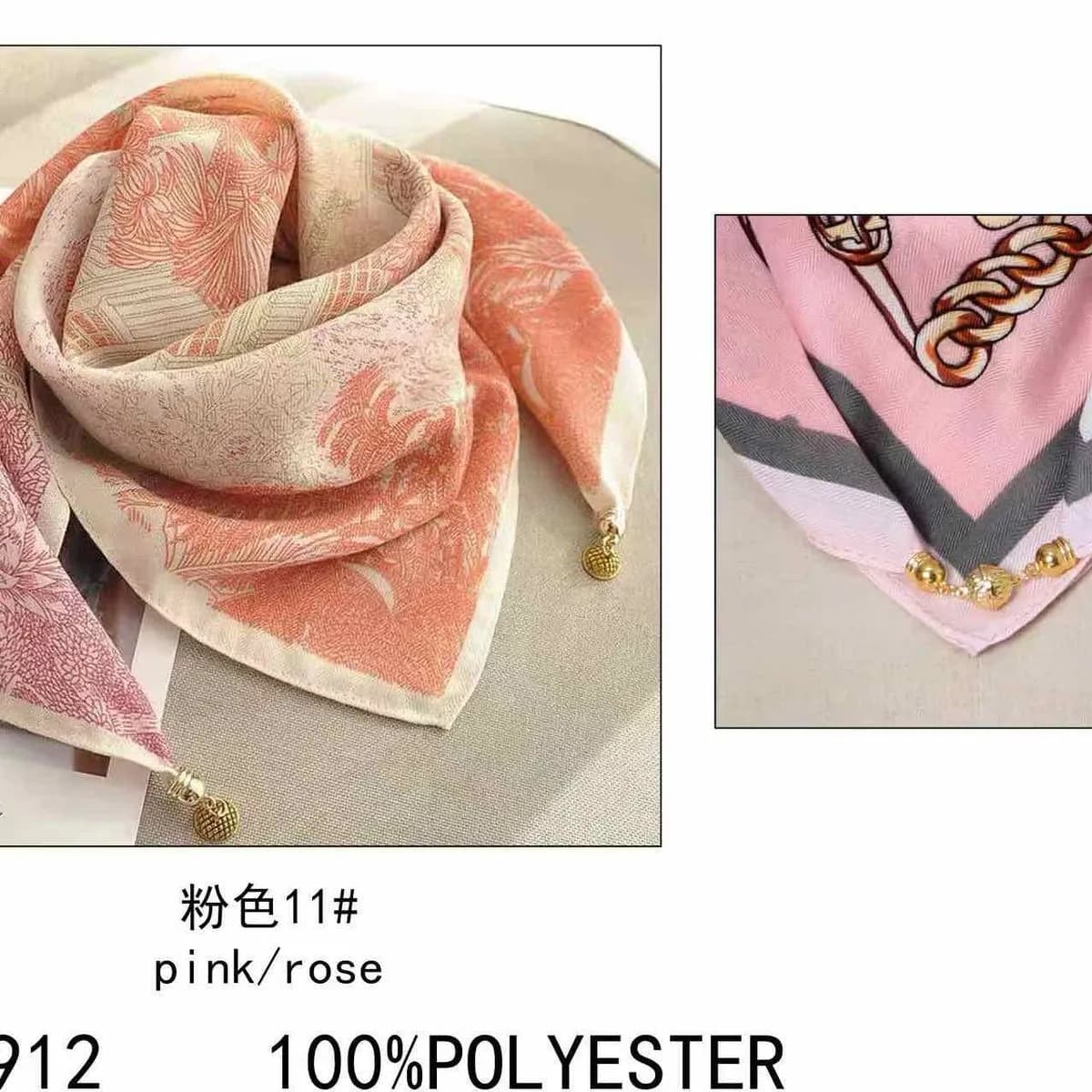 Chustka damska różowa 100% poliester S-70912