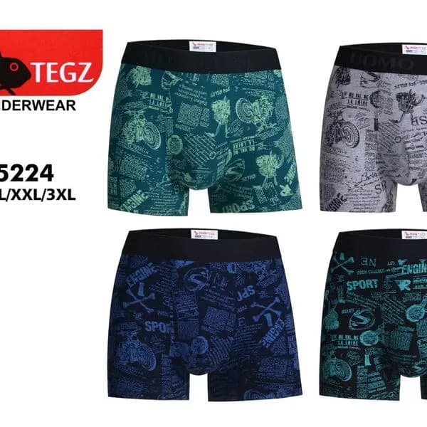 BOKSERKI MĘSKIE MANTEGZ bawełniane wzór gazeta M-3XL 12szt