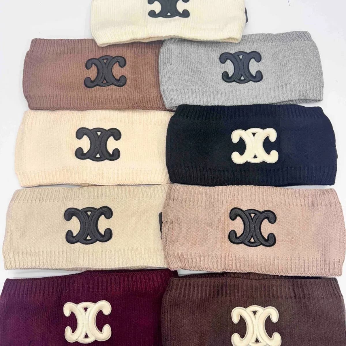 Opaski damskie dzianinowe z ozdobnym logo, mix kolorów 12 szt.