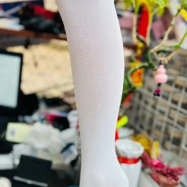 Podkolanówki Damskie Bawełniane Gładkie Białe - 40 Par