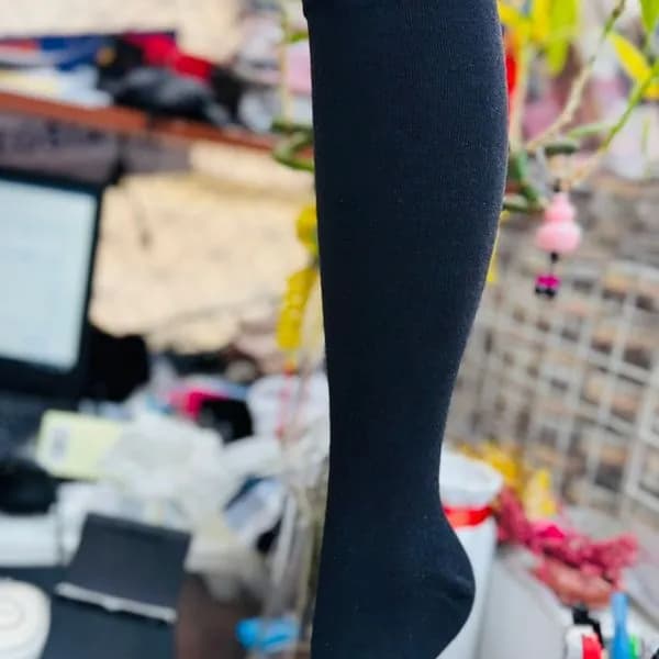 Podkolanówki Damskie Bawełniane Czarne Gładkie - 40 par